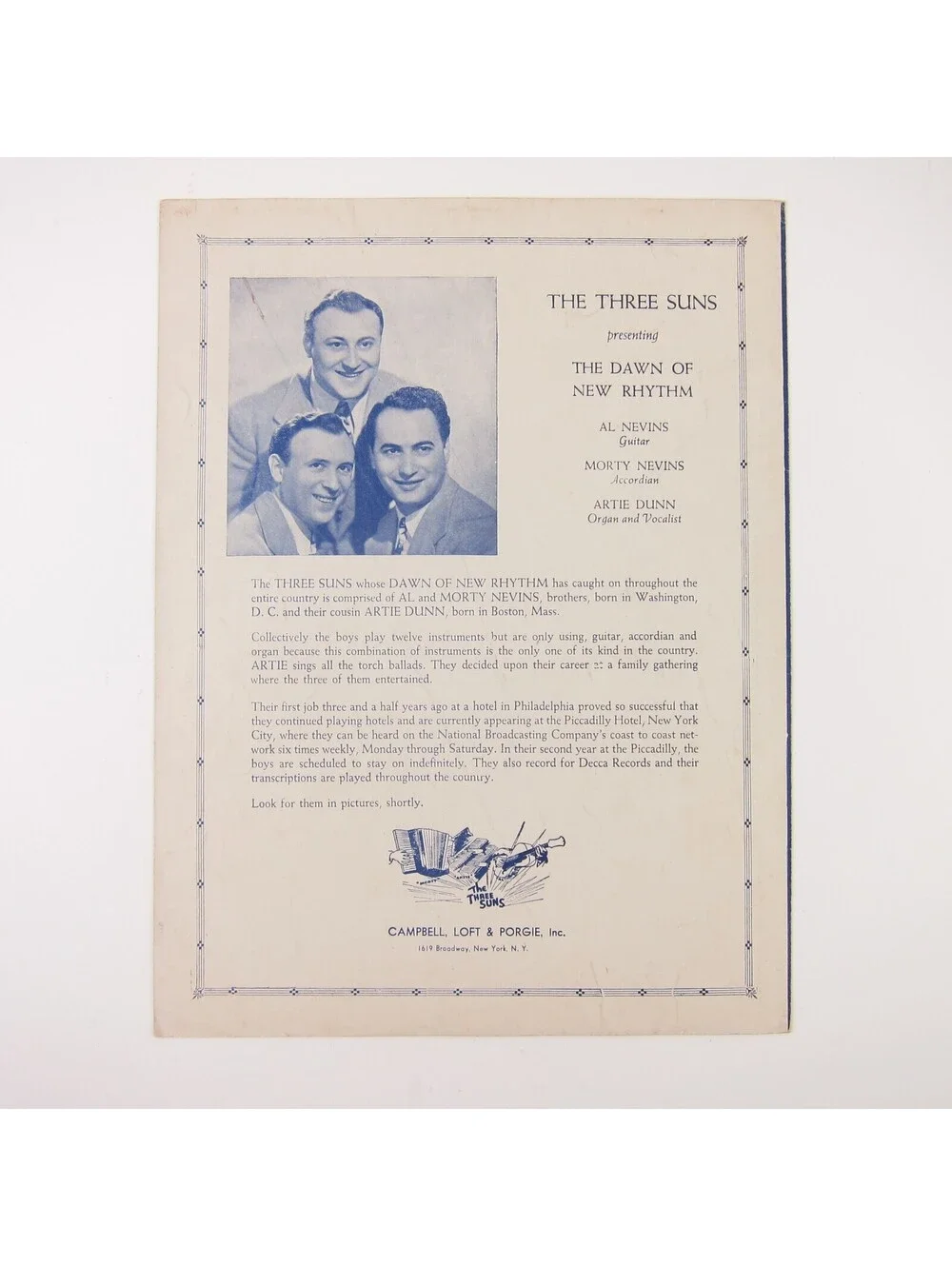 Sheet Music When the Lights Go on Again All Over the World WWII Vintage 1942